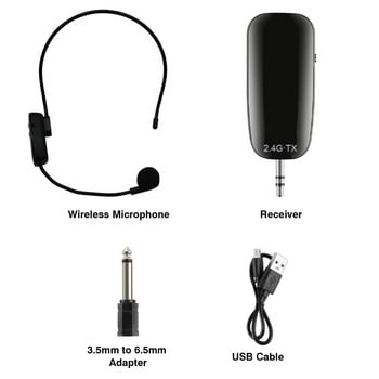 2 σε 1 UHF ασύρματο μικρόφωνο Professional Head-Wear Mic Volume Amplifier Μικρόφωνο πομπός Δέκτης για διδασκαλία ομιλίας