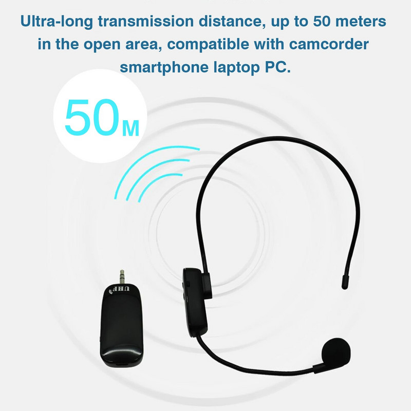 2 v 1 UHF bezdrôtový mikrofón Profesionálny headset mikrofónový zosilňovač hlasitosti mikrofónu vysielač prijímač pre výučbu reči