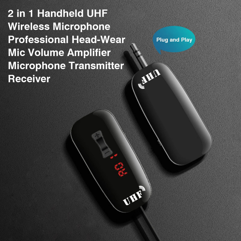 2 v 1 UHF bezdrôtový mikrofón Profesionálny headset mikrofónový zosilňovač hlasitosti mikrofónu vysielač prijímač pre výučbu reči