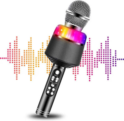 Karaoke Microphone for Kids, Wireless Bluetooth Karaoke Portable Mic Speaker Player Recorder for KTV Birthday Party