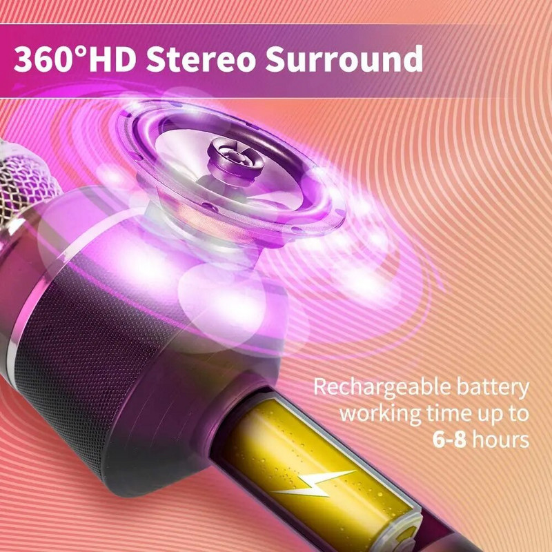 Karaoke mikrofonas vaikams, belaidis Bluetooth Karaoke nešiojamasis mikrofono garsiakalbio grotuvas, skirtas KTV gimtadienio vakarėliui
