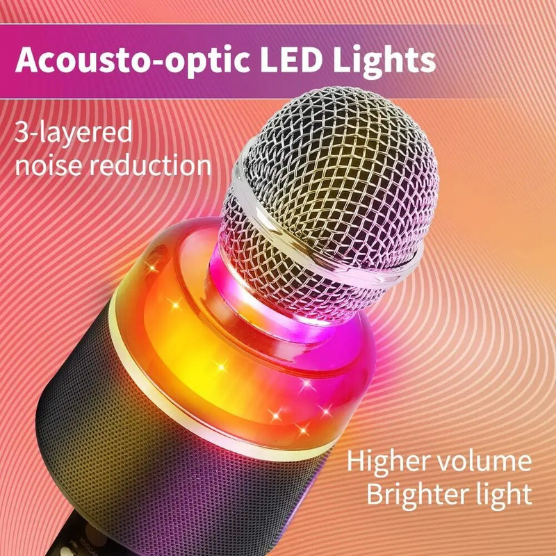 Karaoke mikrofonas vaikams, belaidis Bluetooth Karaoke nešiojamasis mikrofono garsiakalbio grotuvas, skirtas KTV gimtadienio vakarėliui