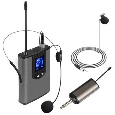UHF Portable Wireless Headset/ Lavalier Lapel Microphone with Bodypack Transmitter and Receiver 1/4 Inch Output , Live Performer