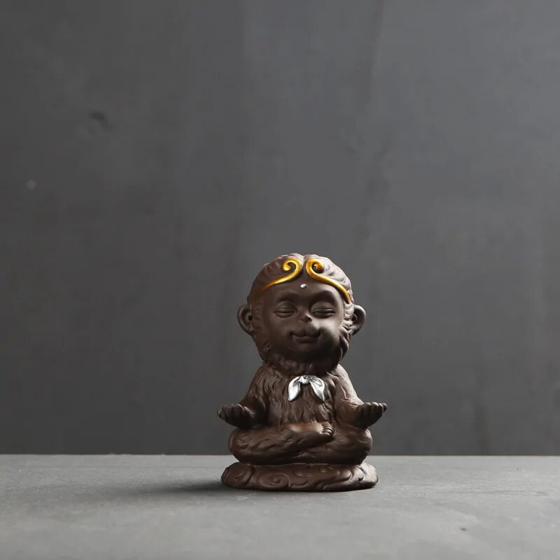 1 gabalas kinų mitinės būtybės beždžionių karaliaus modelio arbatos gyvūnėlis Violetinė molio Kung Fu arbatos rinkinys namų arbatos padėklui ir automobilio dekoravimui