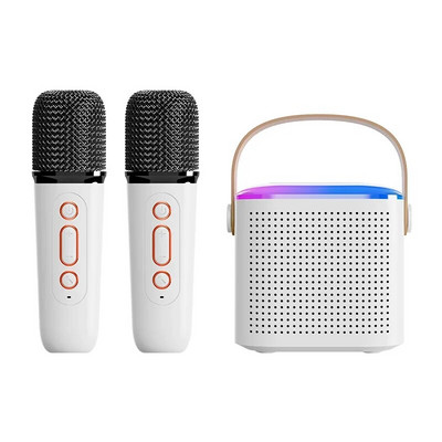 Mikrofona karaoke mašīna pārnēsājama Bluetooth 5.3 PA skaļruņu sistēma ar 1-2 bezvadu mikrofoniem mājas ģimenes dziedāšanas mašīna