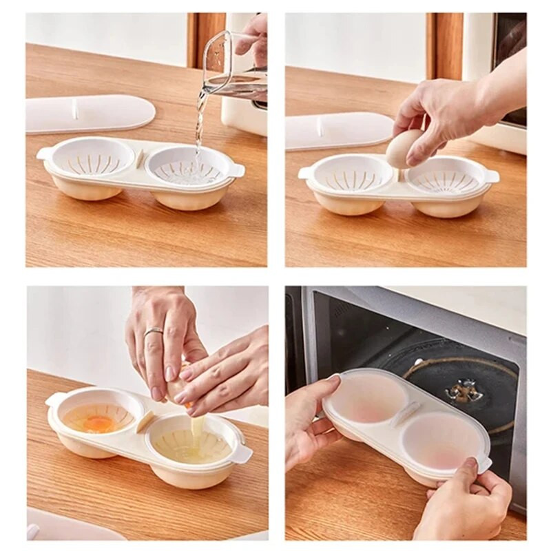 Kiaušinių brakonieriai puikiai iškeptų kiaušinių katilo puodelis , Kiaušinių keptuvės viryklės viryklės viryklės garuose , dvigubi maisto gaminimo įrankiai Mikrobangų krosnelė