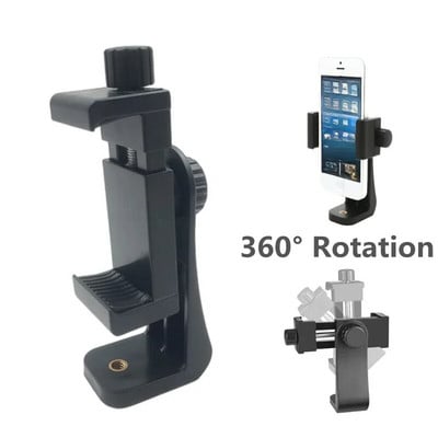 Универсален адаптер за монтиране на статив Държач за машинка за мобилен телефон Вертикална 360 въртяща се стойка за статив за iPhone X 7 plus за Samsung