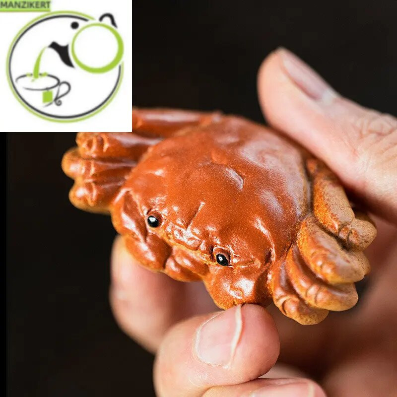 Kinijos Yixing rankų darbo purpurinė molio arbata naminių gyvūnėlių parduotuvė skulptūra krabų statulos papuošalai gyvūnų arbata figūrėlės amatai arbatos rinkinio dekorai