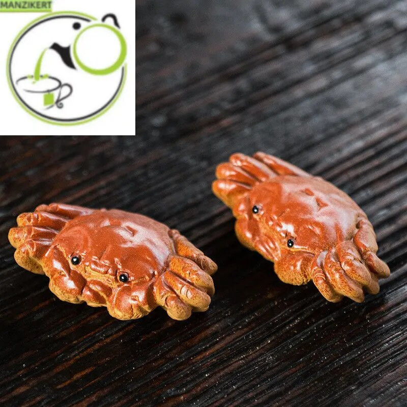 Kinijos Yixing rankų darbo purpurinė molio arbata naminių gyvūnėlių parduotuvė skulptūra krabų statulos papuošalai gyvūnų arbata figūrėlės amatai arbatos rinkinio dekorai