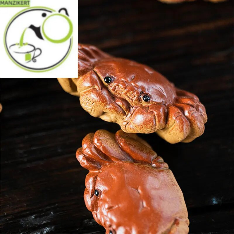 Kinijos Yixing rankų darbo purpurinė molio arbata naminių gyvūnėlių parduotuvė skulptūra krabų statulos papuošalai gyvūnų arbata figūrėlės amatai arbatos rinkinio dekorai