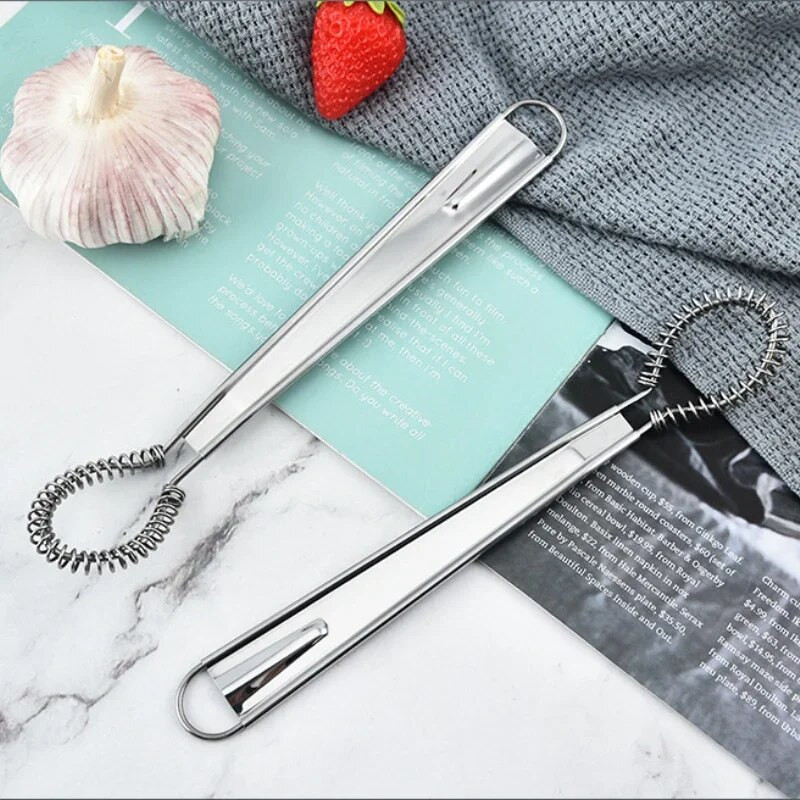 1 gabalas 20 cm nerūdijančio plieno magiškas rankinis spyruoklinis plaktuvas mini virtuvės kiaušinių padažų maišytuvas