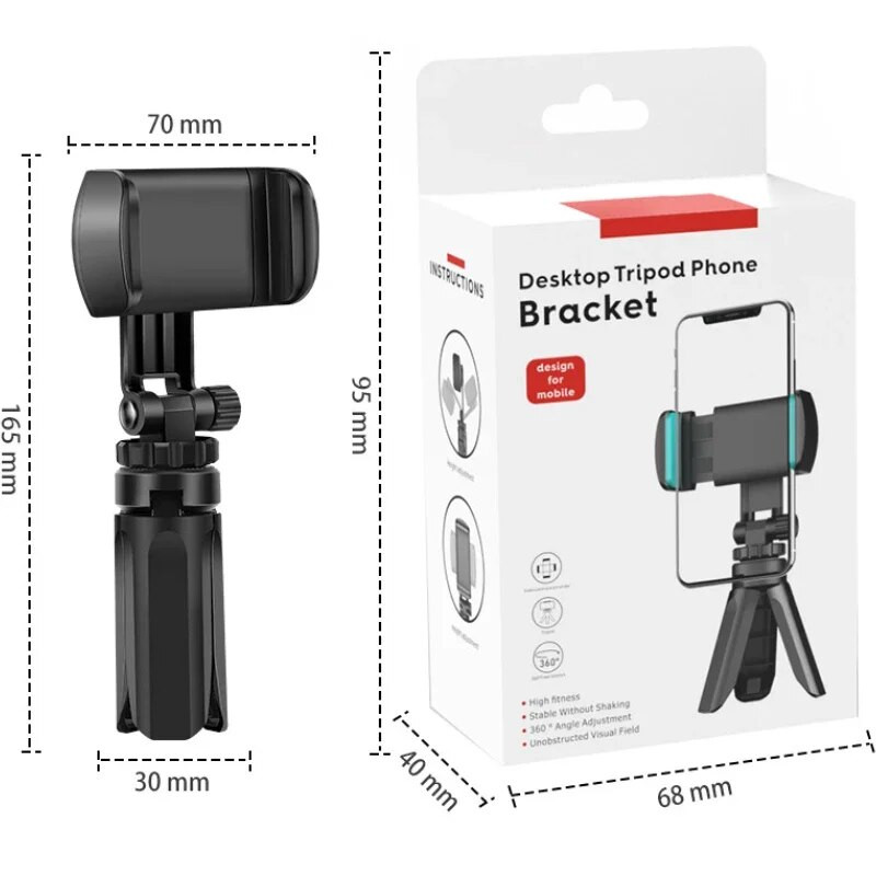 Mini trikojis, tinkantis iPhone ir Xiaomi kelių kampų reguliavimo staliniam išmaniojo telefono laikikliui Live SLR Samera stabilizatoriaus laikiklis