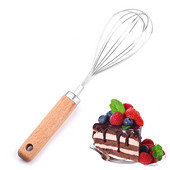 27 cm nerūdijančio plieno kiaušinių plaktuvas su medine rankena viela Balioninis plaktuvas Pieno kiaušinių plakiklis Kiaušinių maišymo maišytuvas Virtuvės rankinis kiaušinių maišiklis