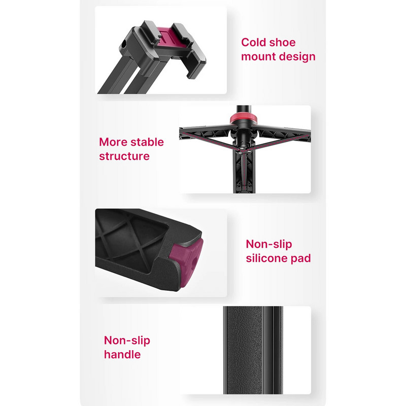 Mini trikojo stovas Lankstus nešiojamas asmenukių lazdas su pasukama rutuline galvute greito atlaisvinimo plokšte Maks. Apkrovos guolis 1,5 kg