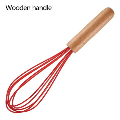 1vnt silikoninis kiaušinių plakiklis medinės rankenos kiaušinių plaktuvas Rankinis kiaušinių maišymo maišytuvas Virtuvės kiaušinių įrankiai kepimo įtaisai