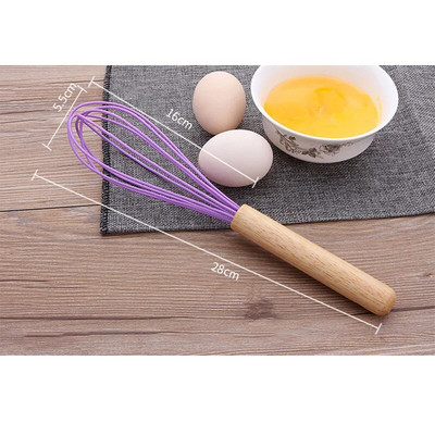 Rankinis kiaušinių plaktuvas su medine rankena Pieno kiaušinių kremo maišymas Virtuvės įrankiai Miltų rankinis tinklelio sietelis