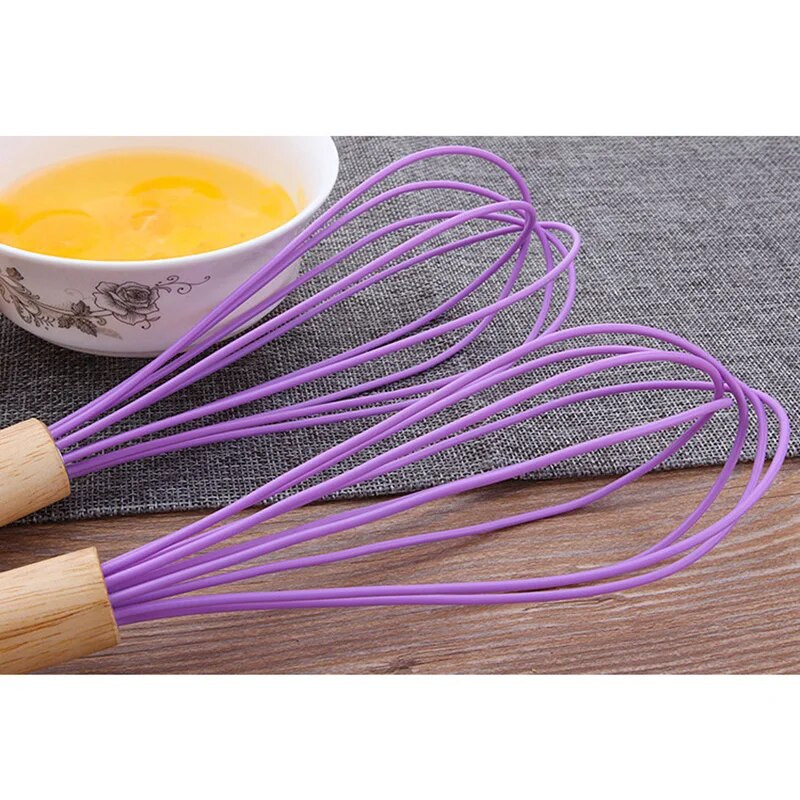 Rankinis kiaušinių plaktuvas su medine rankena Pieno kiaušinių kremo maišymas Virtuvės įrankiai Miltų rankinis tinklelio sietelis