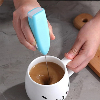 Мини миксер за разпенване на мляко, електрическа бъркалка за кафе от неръждаема стомана, ръчен уред за разпенване на мляко, удобен за готвене с пенообразувател за кафе