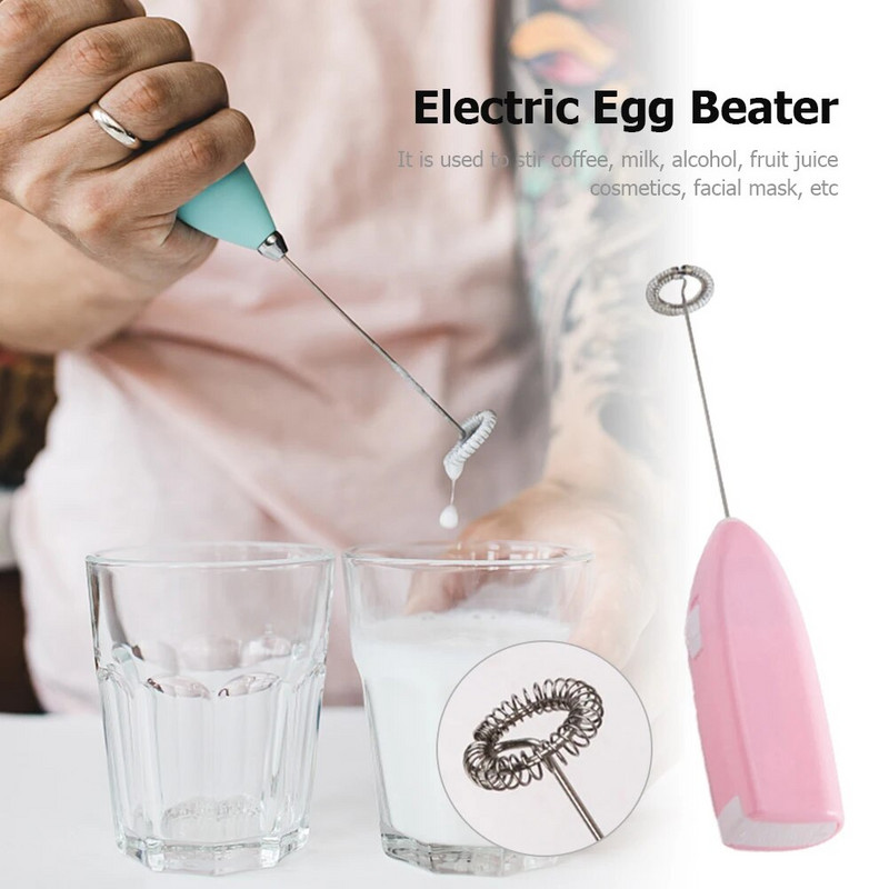 Mini pieno putos plakiklis nerūdijančio plieno elektrinis kavos maišyklės rankinis pieno putų gaminimo aparatas, patogus virti kavos putų plakikliu