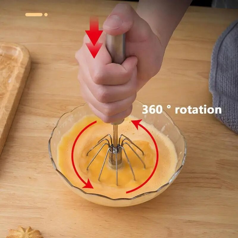 Kiaušinių grietinėlės plaktuvas Pusiau automatinis nerūdijančio plieno plaktuvas, stūmimo tipas, besisukantis virtuvės plakimo plaktuvas, virimo maišomas plaktuvas Rankiniai įrankiai