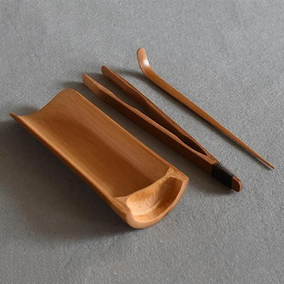 Accesorii pentru set de ceai din lemn de bambus, 3 buc. Set de instrumente pentru prepararea ceaiului, accesorii practice pentru ceremonie a ceaiului.