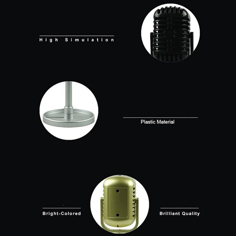 Uzlabots retro mikrofona balsti Modelis Vintage mikrofons Skatuves galda dekors Plastmasa Viltus mikrofons Antīks mikrofons