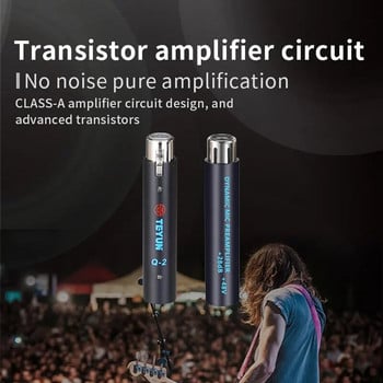 TEYUN 48V XLR Dynamic Microphone Preamplifier Mini 28db Gain Metal Structure Ενισχυτής μικροφώνου Φορητός για απόδοση Q-2