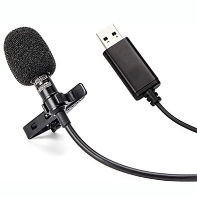 1.5m USB Lavalier Microphone Clip-on Lapel Mic for PC Computer Laptop Vocals Streaming Recording Studio YouTube Video Gaming