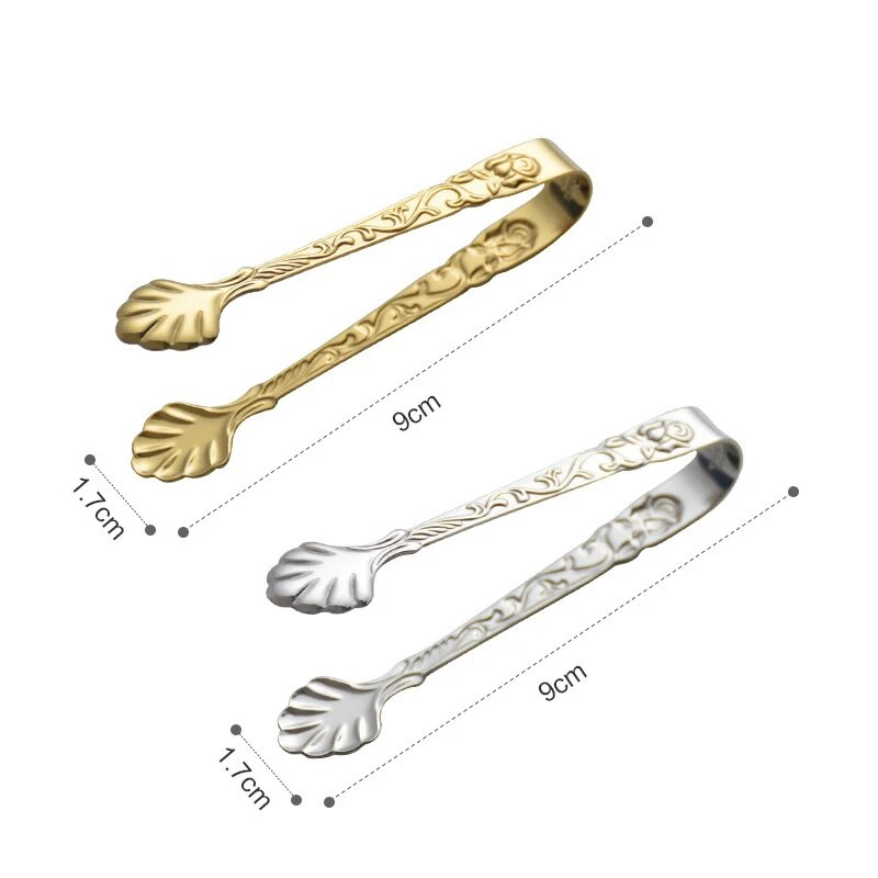 2 vnt Vintage Rose Relief kavos cukraus žnyplės Nerūdijančio plieno ledo kubelių spaustukai Auksinis pincetas Mini maisto gnybtas virtuvės baro priedas