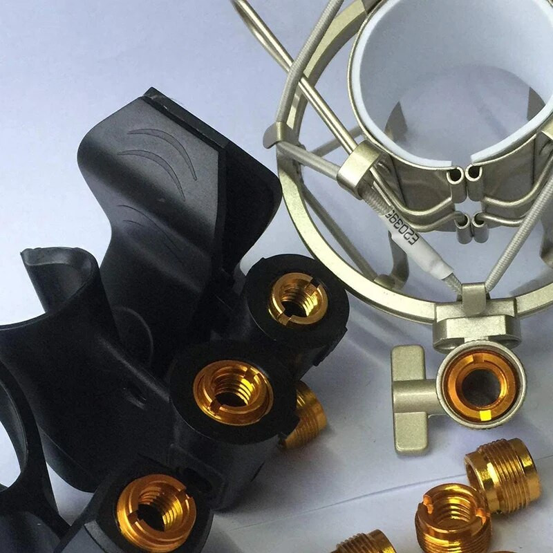 6 gab. Sieviešu vītņoti uzgriežņu skrūvju adapteri Mikrofona skavu turētāja uzgriežņu adapteri mikrofona mikrofona statīvam