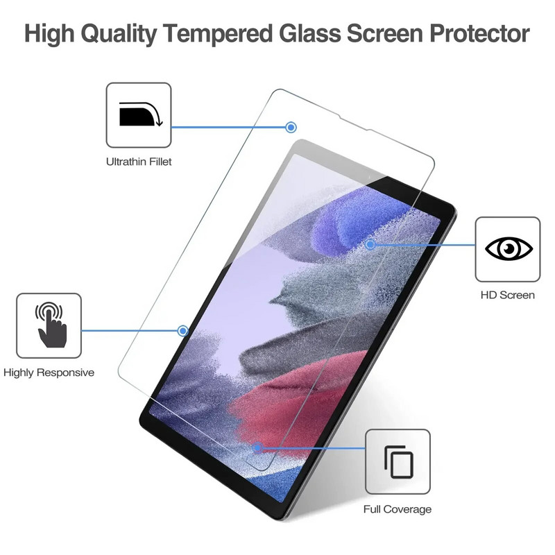 Grūdintas stiklas, skirtas Samsung Galaxy Tab A7 Lite SM-T220 SM-T225 8,7 colio ekrano apsauginė plėvelė, apsauganti nuo įbrėžimų HD 9H kietumas 2021 m.