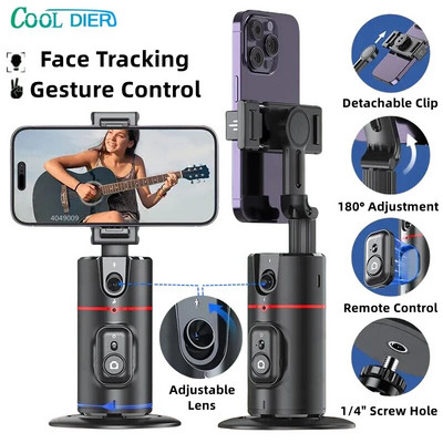 COOL DIER 2024 New 360 Rotation Gimbal Stabilizer Desktop AI Automatic Tracking Gimbal with Remote shutter for Smartphone Tiktok