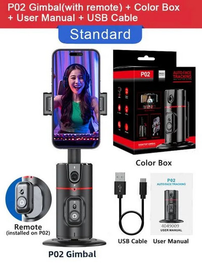 COOL DIER 2024 Naujas 360 sukimosi karkaso stabilizatorius darbalaukio AI automatinis sekimo karkasas su nuotoliniu užraktu išmaniajam telefonui Tiktok