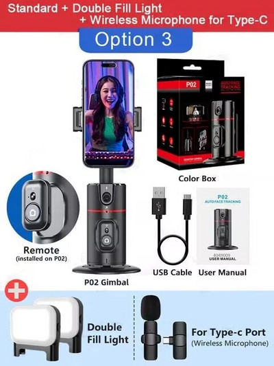 COOL DIER 2024 Naujas 360 sukimosi karkaso stabilizatorius darbalaukio AI automatinis sekimo karkasas su nuotoliniu užraktu išmaniajam telefonui Tiktok