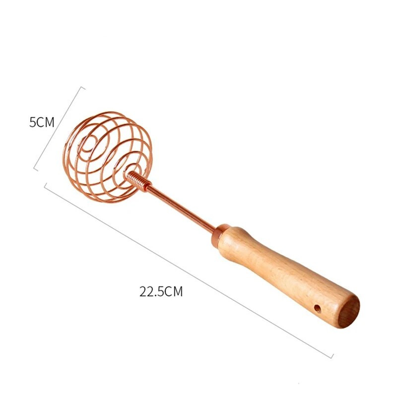 Mixer de ouă din aur trandafir Mâner din lemn de fag Otel manual în spirală din oțel inoxidabil Accesorii de bucătărie Unelte de gătit CNIM Fierbinte