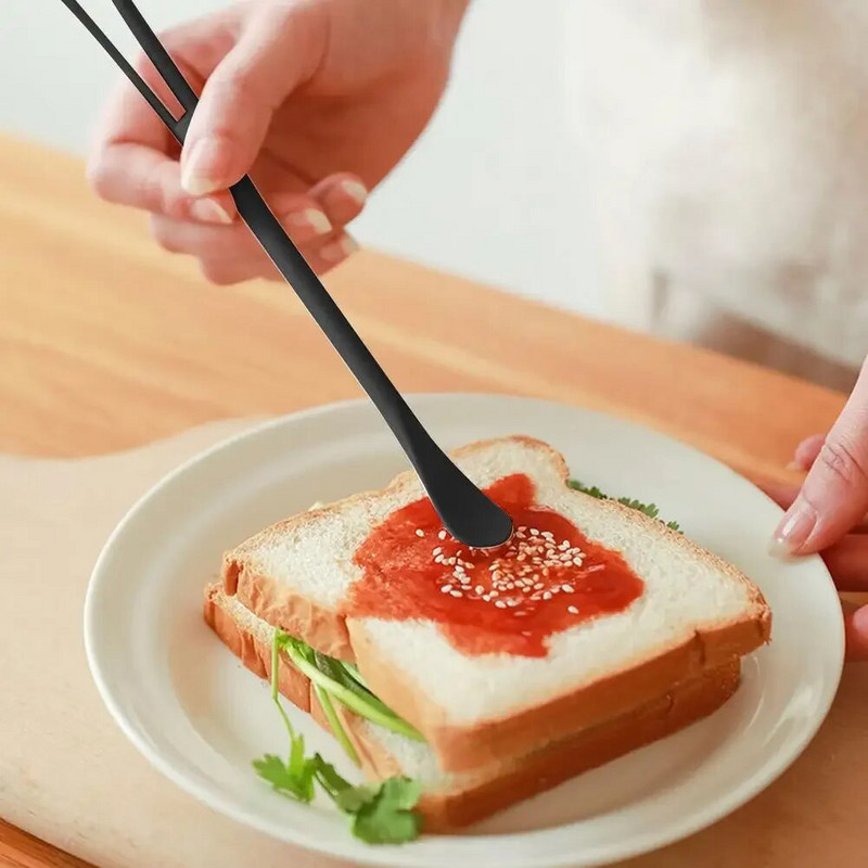 Daugkartinio naudojimo mini šluotelės šaukštelis dvipusis mažytis šaukštelis mentele lengva rankena rankinė kiaušinių maišyklė rankinė kiaušinių maišyklė virtuvės įtaisas