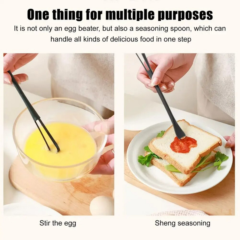 Daugkartinio naudojimo mini šluotelės šaukštelis dvipusis mažytis šaukštelis mentele lengva rankena rankinė kiaušinių maišyklė rankinė kiaušinių maišyklė virtuvės įtaisas