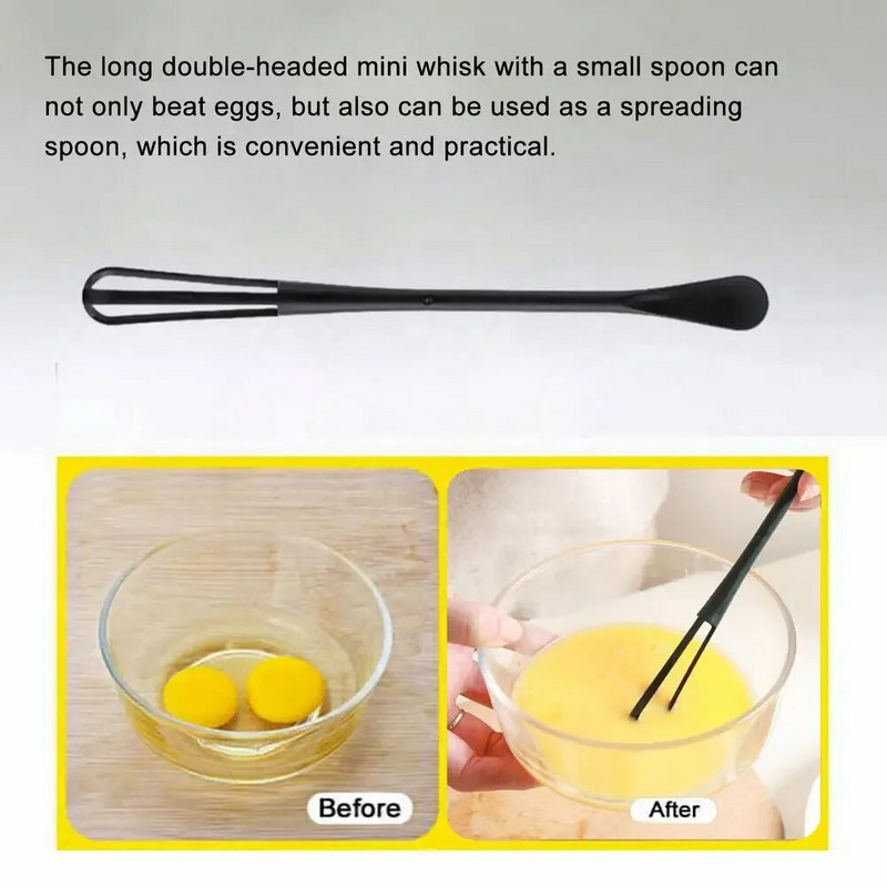 Daugkartinio naudojimo mini šluotelės šaukštelis dvipusis mažytis šaukštelis mentele lengva rankena rankinė kiaušinių maišyklė rankinė kiaušinių maišyklė virtuvės įtaisas