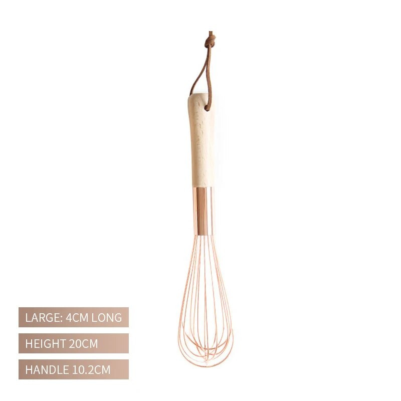 Multifunktsionaalne puidust käepidemega roostevabast terasest käsimuna kloppijad Rose Gold Mikser Köögi vidinad Munasegamisvispli Köögitarvikud