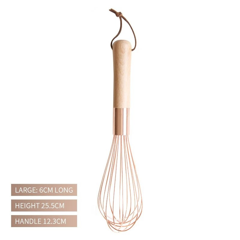 Multifunktsionaalne puidust käepidemega roostevabast terasest käsimuna kloppijad Rose Gold Mikser Köögi vidinad Munasegamisvispli Köögitarvikud
