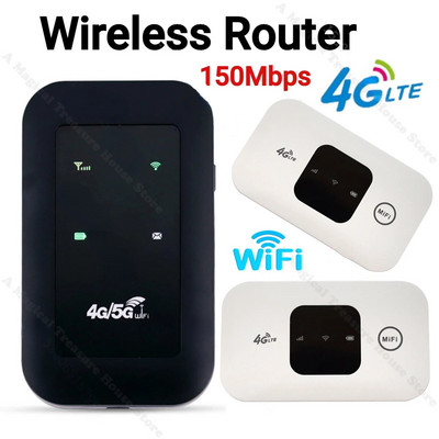 4G Lte Router Hordozható mobil hotspot 2100 mAh 150 Mbps vezeték nélküli router SIM-kártya foglalattal rendelkező Wi-Fi átjátszóval kültéri utazáshoz otthon