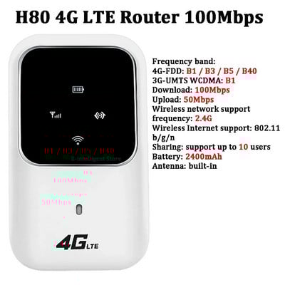 4G Lte Router Hordozható mobil hotspot 2100 mAh 150 Mbps vezeték nélküli router SIM-kártya foglalattal rendelkező Wi-Fi átjátszóval kültéri utazáshoz otthon