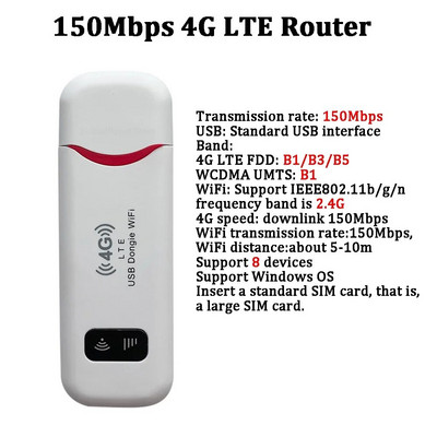 4G Lte Router Hordozható mobil hotspot 2100 mAh 150 Mbps vezeték nélküli router SIM-kártya foglalattal rendelkező Wi-Fi átjátszóval kültéri utazáshoz otthon