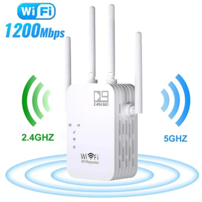 Безжичен рутер 2.4Ghz/5Ghz WiFi ретранслатор 1200M Wi Fi усилвател на сигнала WiFi усилвател 802.11N Long Range Extender Точка за достъп