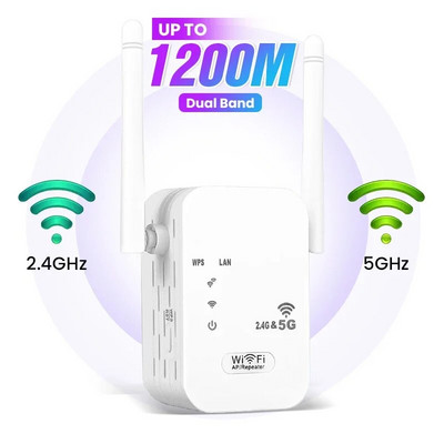 5Ghz belaidis WiFi kartotuvas 1200Mbps maršrutizatorius Wifi Booster 2.4G Wifi ilgo nuotolio plėstuvas 5G Wi-Fi signalo stiprintuvas kartotuvas Wifi