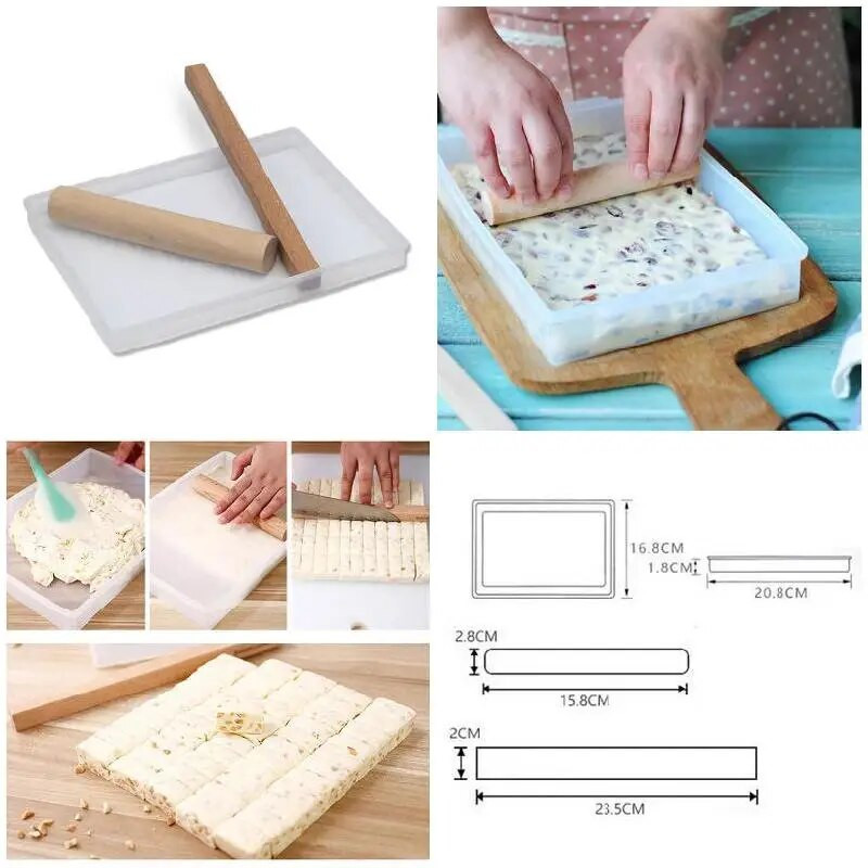 „Pasidaryk pats“ nugos padėklų rinkinys Medinis pjaustomas kočėlas kepimo saldainių įrankiai Tortų dekoravimo įrankiai Nugos formelių formos saldumynams rinkinys