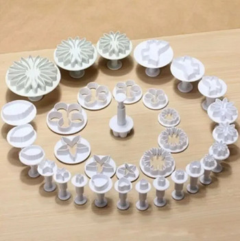 15/33 τεμ. Plunger Fondant Cutter Εργαλεία για κέικ Φόρμα μπισκότων Φόρμα μπισκότων DIY Craft 3D Bakeware Sets New Mold Dessert Maker