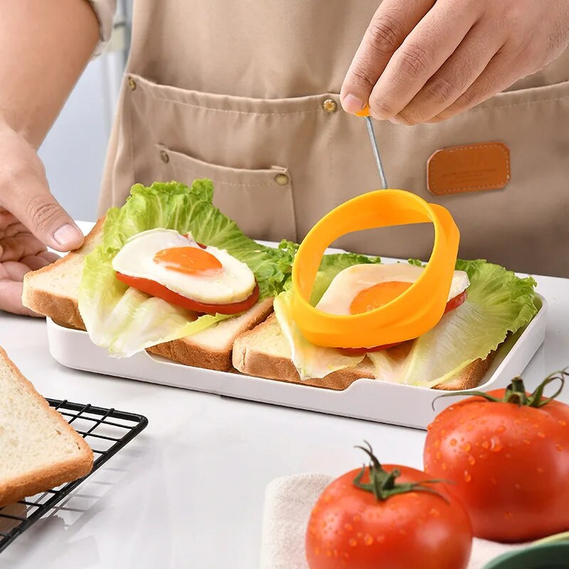 1 vnt. Silikoninis nelimpantis kepimo kiaušinių pelėsis Dviejų paskirčių blynų žiedas pusryčių kiaušinių formų kepimo forma Virtuvės programėlės Kiaušinių įrankiai Nauja