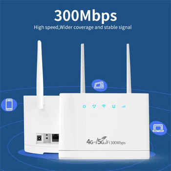 4G WiFi Router 300Mbps 4G Router Ασύρματο μόντεμ Εξωτερικές κεραίες με υποδοχή κάρτας SIM Σύνδεση Internet Ευρεία κάλυψη