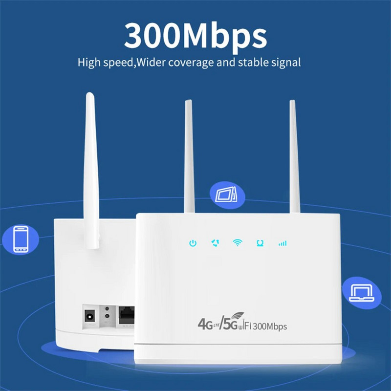 4G WiFi maršrutizatorius 300Mbps 4G maršrutizatorius belaidžio modemo išorinės antenos su SIM kortelės lizdu Interneto ryšys platus aprėptis